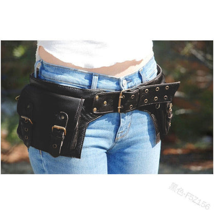 Medieval Steampunk PU Leather Waist Bag Hip Pocket with Buckle Cosplay