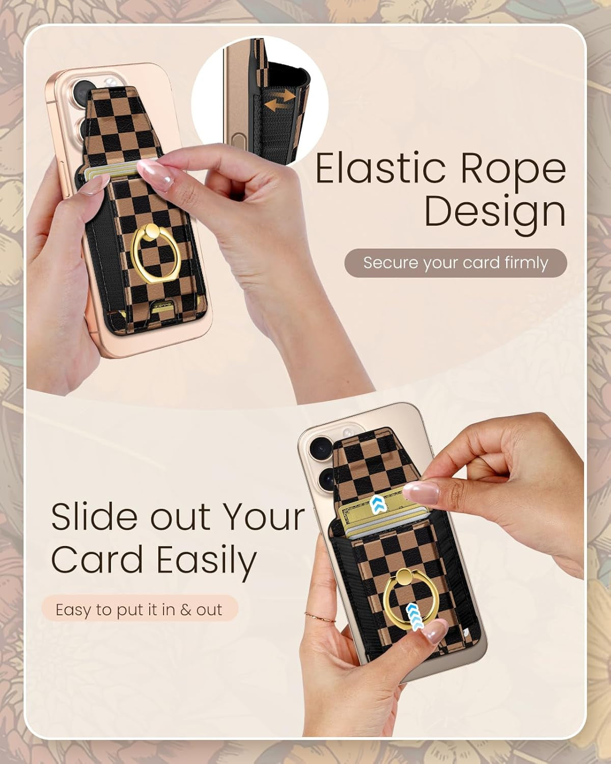 Compatible with Magsafe Wallet with Ring Grip Magnetic Card Holder - Cute Phone