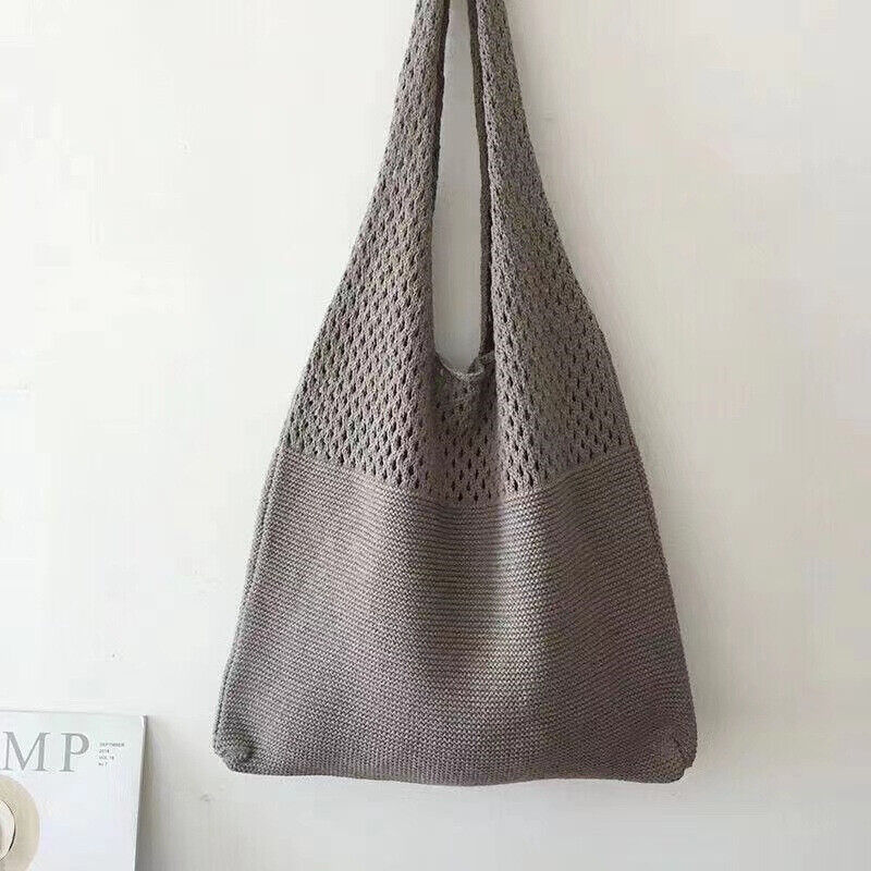 Crochet Braided Knitted Handbags Large Capacity Totes Hollow Woven Shoulder Bag