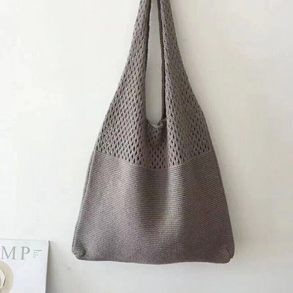 Crochet Braided Knitted Handbags Large Capacity Totes Hollow Woven Shoulder Bag