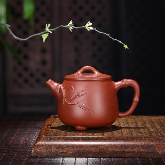 5.1" Yixing Zisha Pottery Clovershrub Clay 280ML 9 Hole Folia Bambosae Teapot