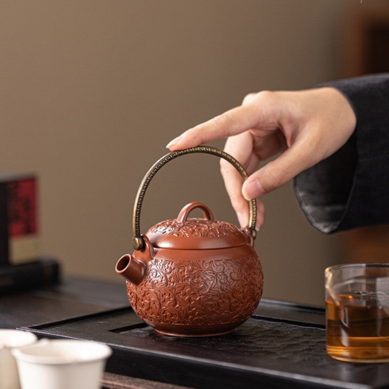 Antique Style Pottery Tea Pot High-arched Handle Teapot Ceramic Pot 200ml China