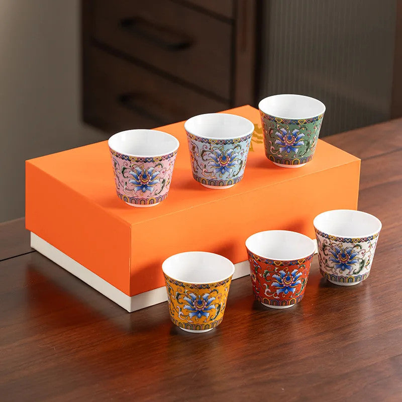 70Ml enamel color teacup ceramic master cup personal cup household tea set -