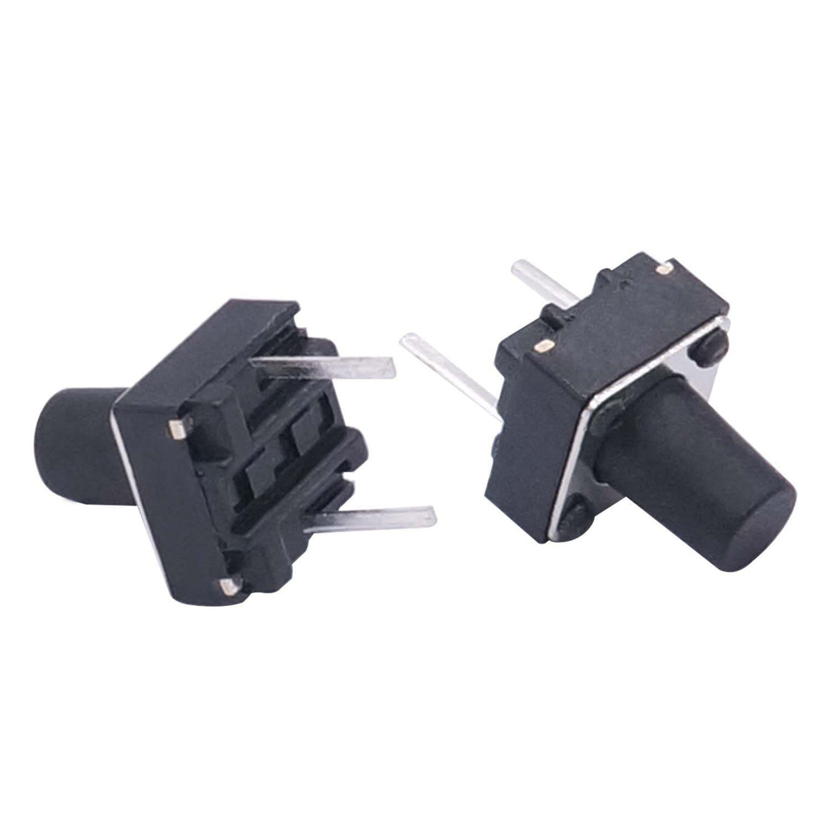 100 Pack Momentary Tactile 2-Pin Push Button Switch, Hole Mount,0.24"x0.24"x27"