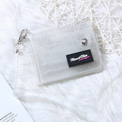 Transparent PVC Purse Card Bag Bus Card Cover Folding Wallet KidID Piece Set