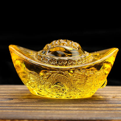 Citrine Yuanbao Carving Chinese Dragon Lucky Mascot Feng Shui Handicrafts Decor
