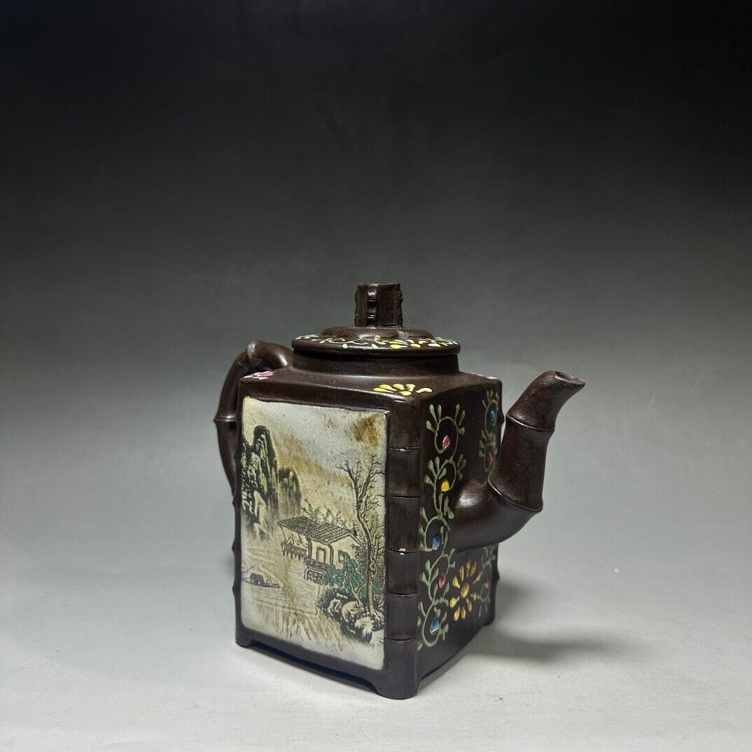 Chinese Yixing Zisha Clay Handmade Exquisite Teapot （四方竹 底款：陈鸣远）