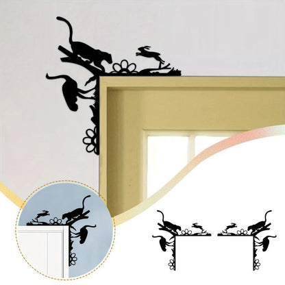 1pc Metal Creative Animal Decorative Wall Stickers Door Corner Decoration