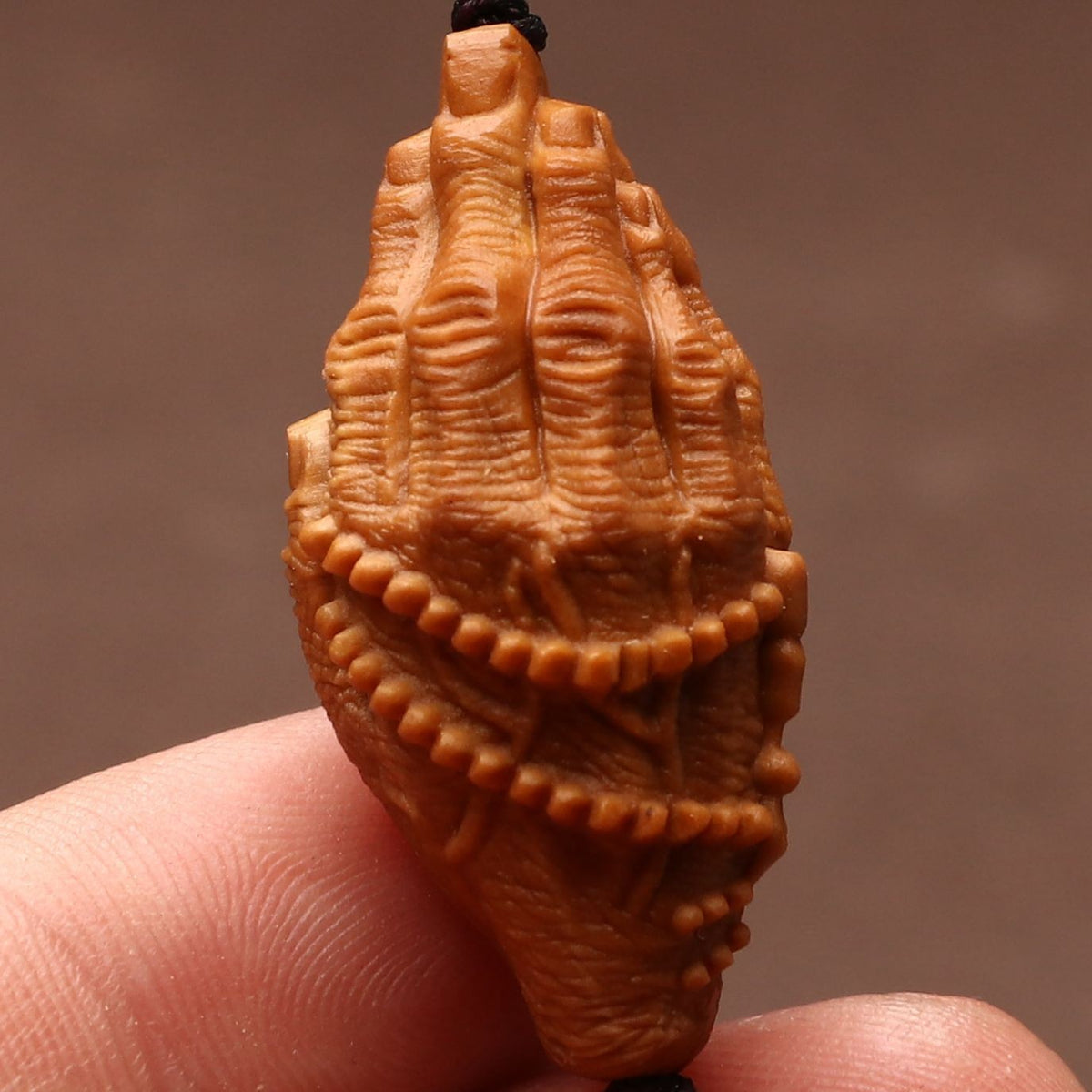 Hand Carved Olive Kernel Buddha Hand Pendant Prayer Bead Charm