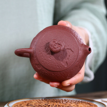 China Yixing Zisha Pottery Purple Clay Handmade 120cc Malleolar Stria Teapot