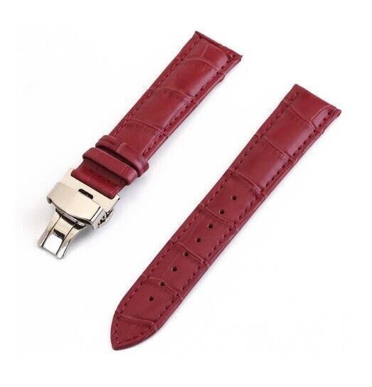 Crocodile Genuine Leather Watch Bands 12mm~24mm Wristwatch Butterfly Clasp Strap