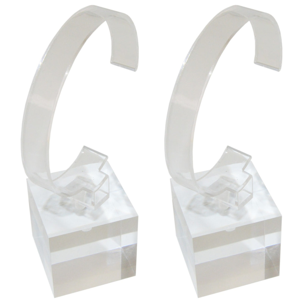 2 Pack of Crystal Clear Watch Stands with Sturdy Acrylic Weighted Base