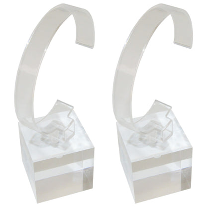 2 Pack of Crystal Clear Watch Stands with Sturdy Acrylic Weighted Base