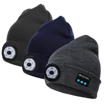 Wireless Bluetooth headphones led warning light night running lighting cap