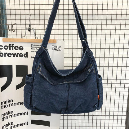 Women Denim Handbag Girl Shoulder Messenger Crossbody Bag Denim Blue Tote