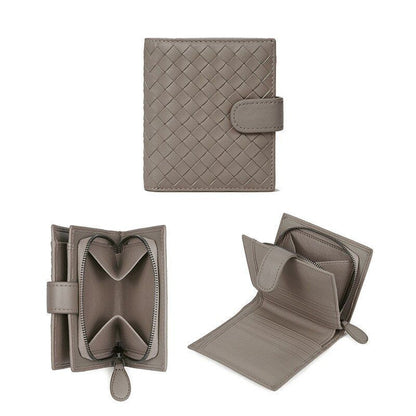 Sheep Leather Wallet Leather Woven Coin Purse Zipper Storage Bag 11*2*9.5 CM 1PC