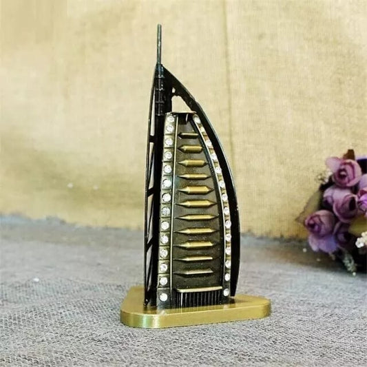 Antique Finish Burj Al Arab Souvenir Metal Miniature Statue Showpiece 15 Cm