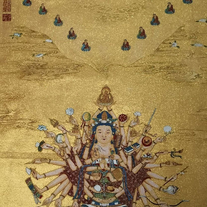 36 "Asian Buddhist Thousand Handed Guanyin Tangka Silk Painting