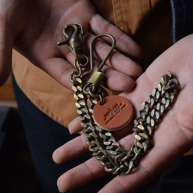 Vintage Brass Wallet Chain Aged Biker Workwear Pants Chain Men