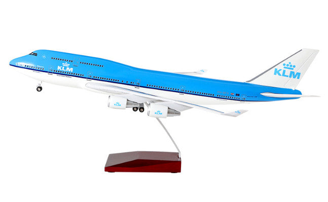 1:150 47CM KLM BOEING 747-400 Airplane Led Sound- controlled Light Resin Model