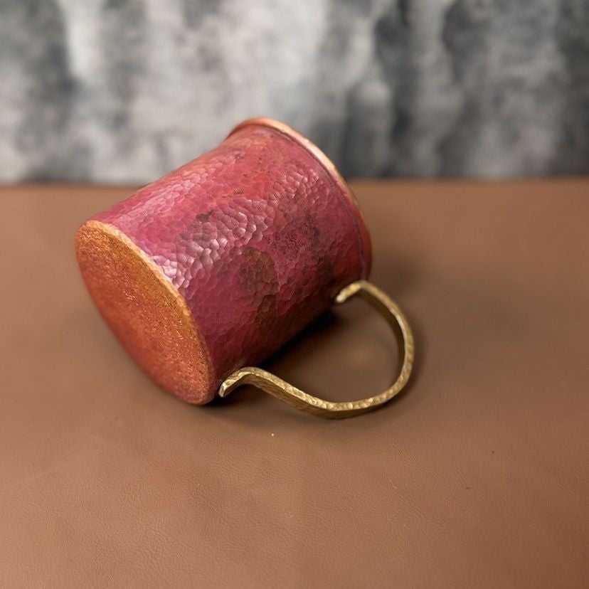 300ml Pure Copper Cup 3.15×2.95in Retro Fire Oxidation Handmade Coffee Mug