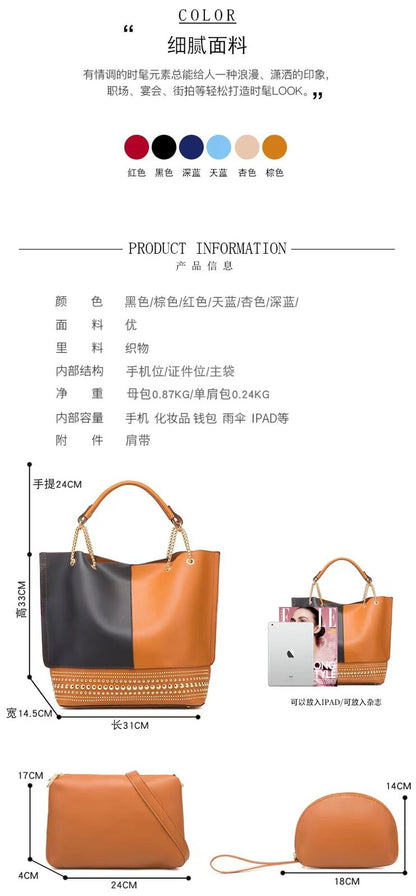 Women Bag 3PCS Fashion Design, PU Handbags Shoulder Crossbody, Christmas Gift