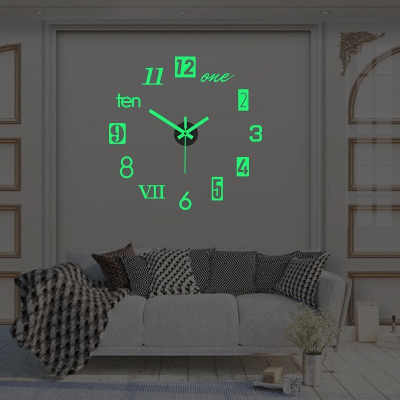 DIY Wall Clocks Creative Acrylic Punch-Free Luminous Living Room Home Decor 16in