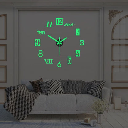 DIY Wall Clocks Creative Acrylic Punch-Free Luminous Living Room Home Decor 16in