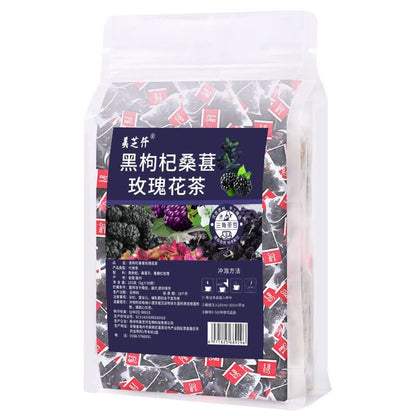 Black Goji Mulberry Rose Mixed Tea Rich in Anthocyanins 250g (5g*50 Sachets)