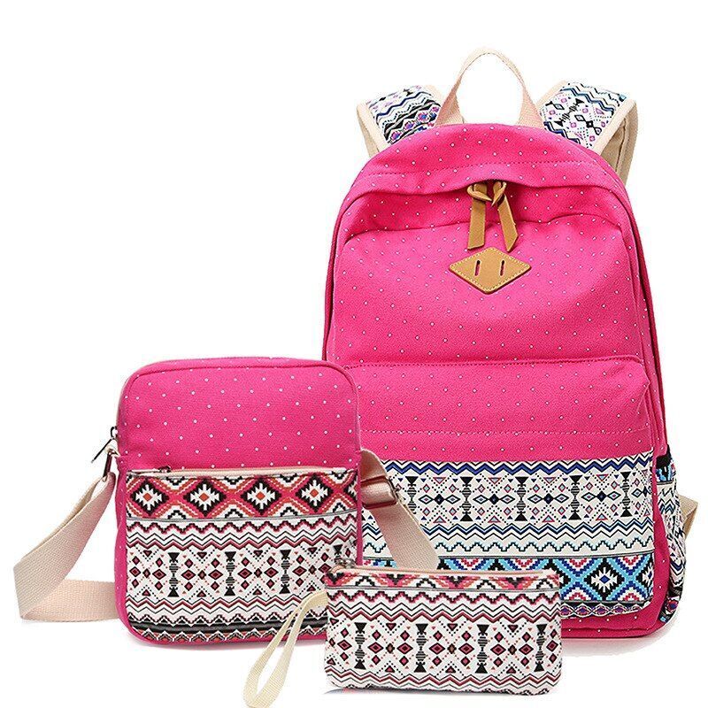 Canvas Printing Backpack School Bag Cute Black Polyester Purse Gray/Black/Purple