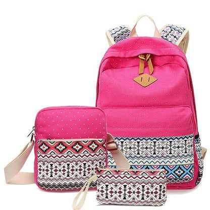 Canvas Printing Backpack School Bag Cute Black Polyester Purse Gray/Black/Purple