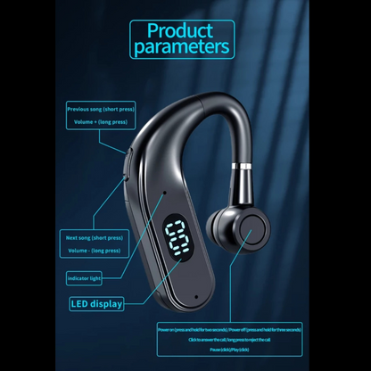 Bluetooth 5.2 Earpiece Wireless Headset Driving Trucker Earbuds Noise Cancelling