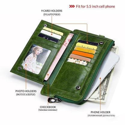 Leather Fashion Long Wallet Women Card Holder Zipper Coin Purse Clutch Bag 1 PC