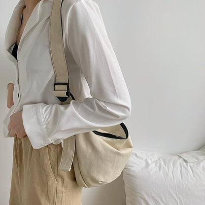 Canvas Crossbody Bags Dumpling Shape Shoulder Bag Large Tote Messenger Big Purse