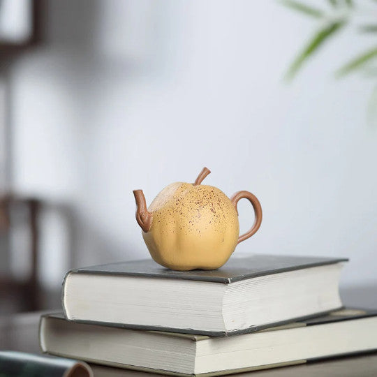 Zisha Clay Teapot From Yixing Yellow Unique Eggplant Tea Pot 160ml Puer Tea Pot