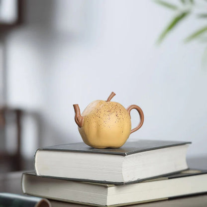 Zisha Clay Teapot From Yixing Yellow Unique Eggplant Tea Pot 160ml Puer Tea Pot