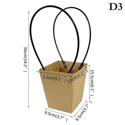 Portable Flower Box Waterproof Paper Handy Bag Kraft Handbag Party Gift Box