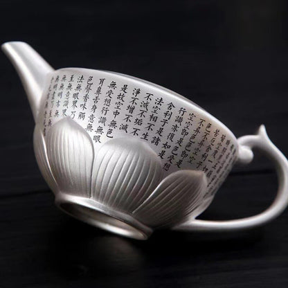 Handmade Tea Pot Matching Tea Cups Silver Porcelain Pot Ball Shaped Infuser Hole
