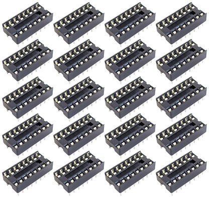 20 Pack 16 Pin Solder Tail Low Profile DIP IC Socket,0.79"x0.39"x0.15"