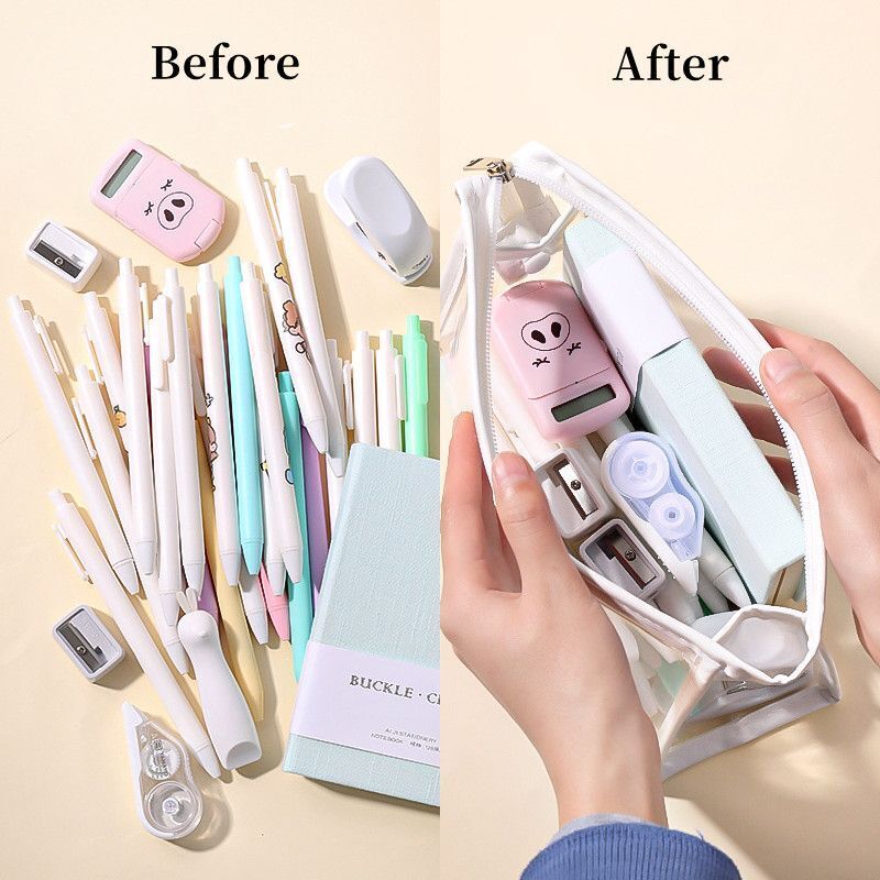 Large Transparent Makeup Bag Storage Cosmetic Triangular Box Purse 20*8*12.5 CM