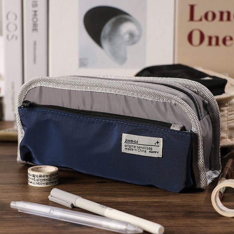 Fashion Canvas Pencil Bag Large Pencil Case Holder Student Organizer Zipper 1 PC