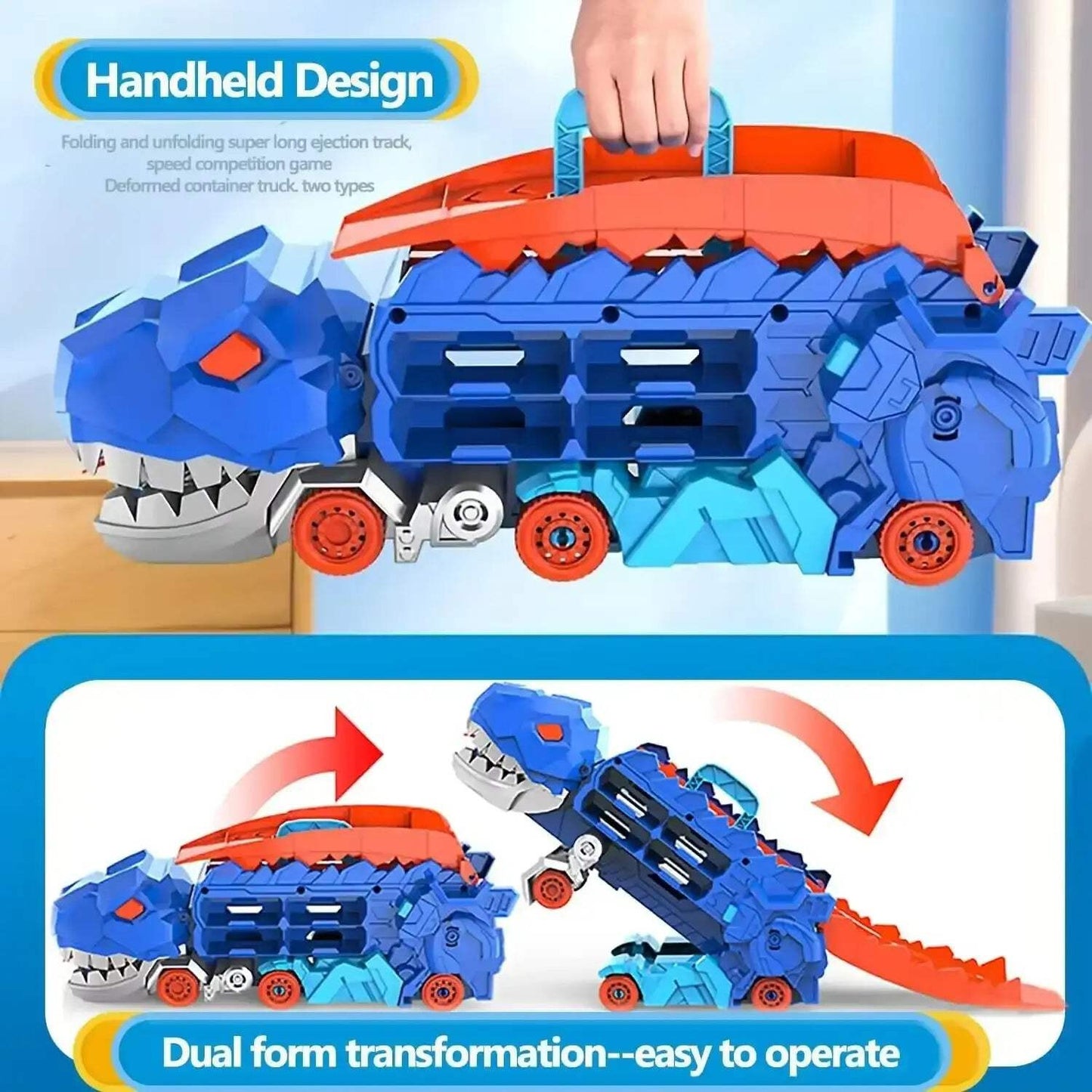 Transforming Dinosaur Truck with Race Track & Alloy Cars