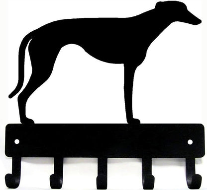 Greyhound - Key Rack & Dog Leash Hanger - 9 Inch Wide/6 Inch Wide Metal Wall Art