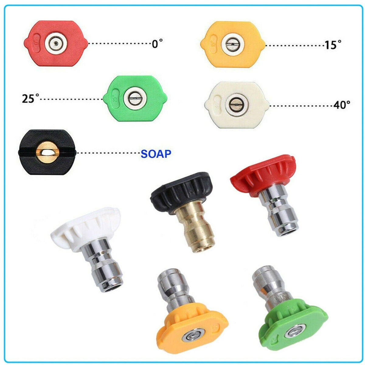 5pcs Pressure Washer Spray Tips Nozzles High Power Kit Quick Connect 1/4"