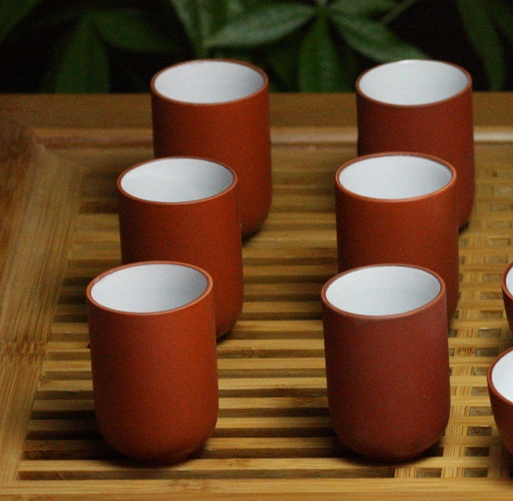 6pcs*0.6oz Smelling Cup Chinese Kungfu Tea Cup Zisha Red Stoneware Cup Porcelain