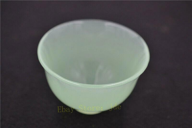 3.62"Exquisite Chinese Natural Green Jade Tea Cup Wine Cup