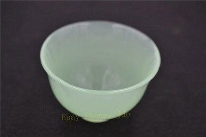 3.62"Exquisite Chinese Natural Green Jade Tea Cup Wine Cup