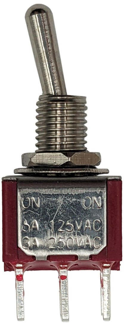 Mini DPDT Toggle Switch ON-ON, 6-Pin Through-Hole PCB Leads, 6A @ 125V AC