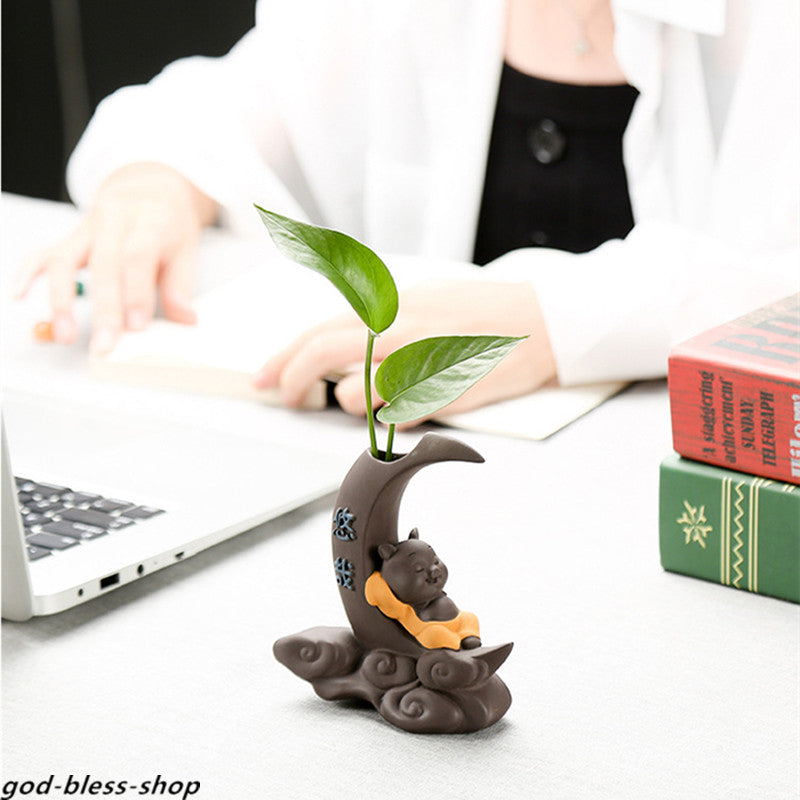 Creative Vase Decoration Small Size Yixing Zisha Purple Clay Pig Statue Tea Pet