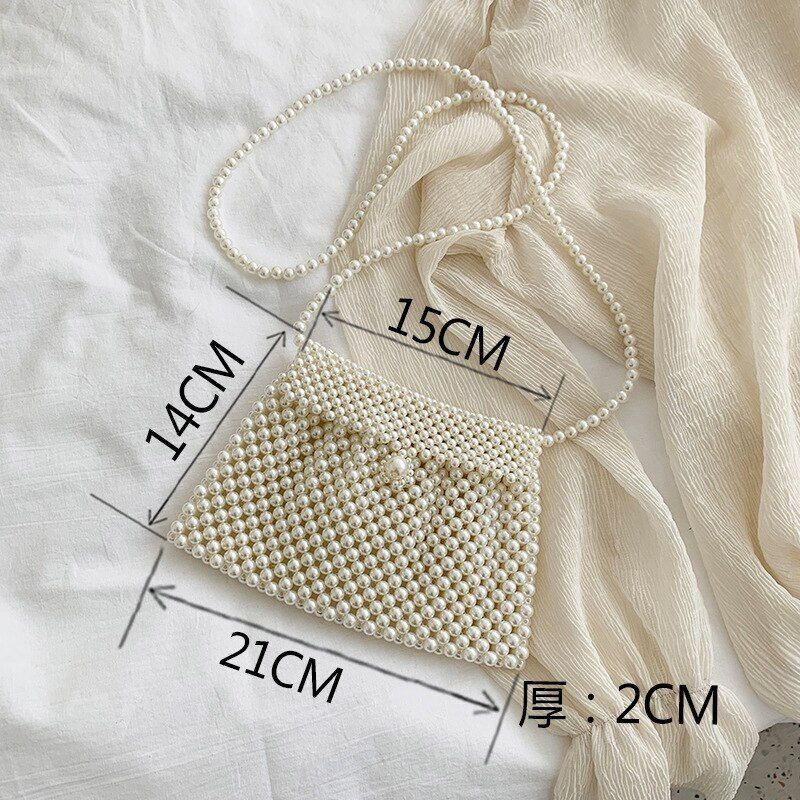 Mini Pearl Small Messenger Bag Summer Pearl Purse Handmade Beaded Phone Pouch